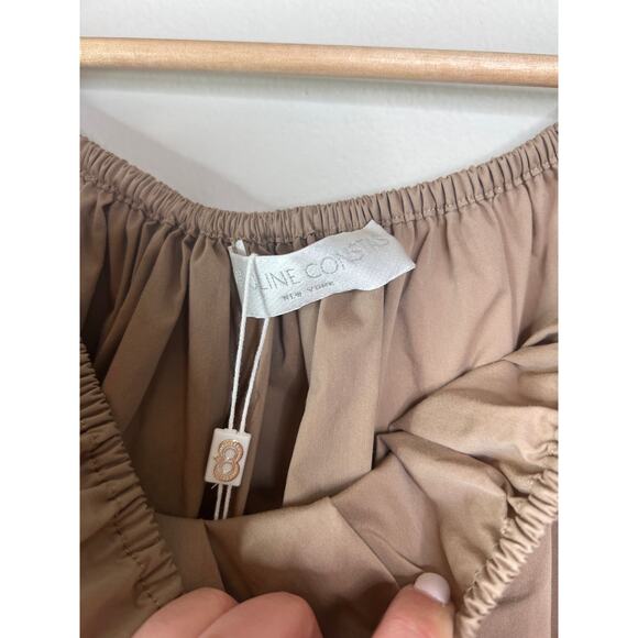 NWT Caroline Constas Andros Voluminous Off-Shoulder Elastic Hem Blouse Taupe - Picture 4 of 8